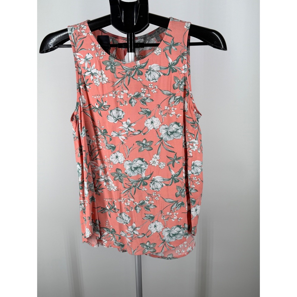 Daniel Rainn Pink Floral Sleeveless Blouse Keyhole Back PM
